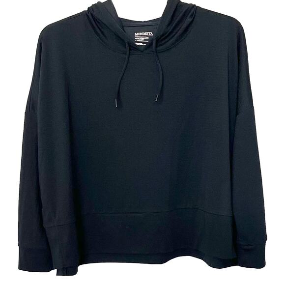 MONDETTA PERFORMANCE + LUXURY LONG SLEEVE HOODIE, WOMENS, L, BLACK, DRAWCORD - Picture 1 of 12